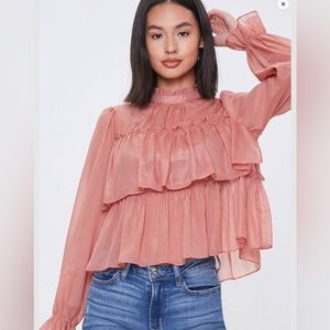 Chiffon Flounce Top, Rose